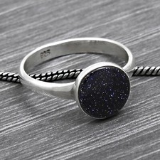 Natural Blue Sunstone 925 Sterling Silver Valentine Gift Ring Jewelry Size 7.5