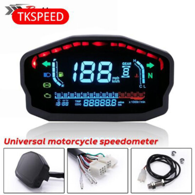Universal Motorcycle LCD Digital Tachometer LED Speedometer Odometer Gauge Z-lk