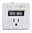 Indoor Wi-Fi Outlet 2 USB Chargers 1 Grounded Outlet WiOn 50055 set of 2