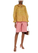 ZIMMERMANN Carnaby Ruffle-Trimmed Leopard-Print Blouse Size 1 Orig. $498 NWT