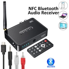 NFC Long Range Bluetooth Adapter Audio Receiver USB/RCA/3.5mm/Mic Speaker Remote