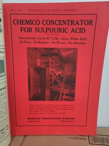 1916 Metallurgical & Chemical Engineering Magazine April 1, Wood Flour, Hydrogen - Foto 3 di 10