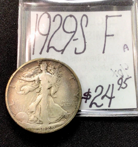 1929 S Walking Liberty Silver Half Dollar Coin (F) Fine Condition ENN Coin