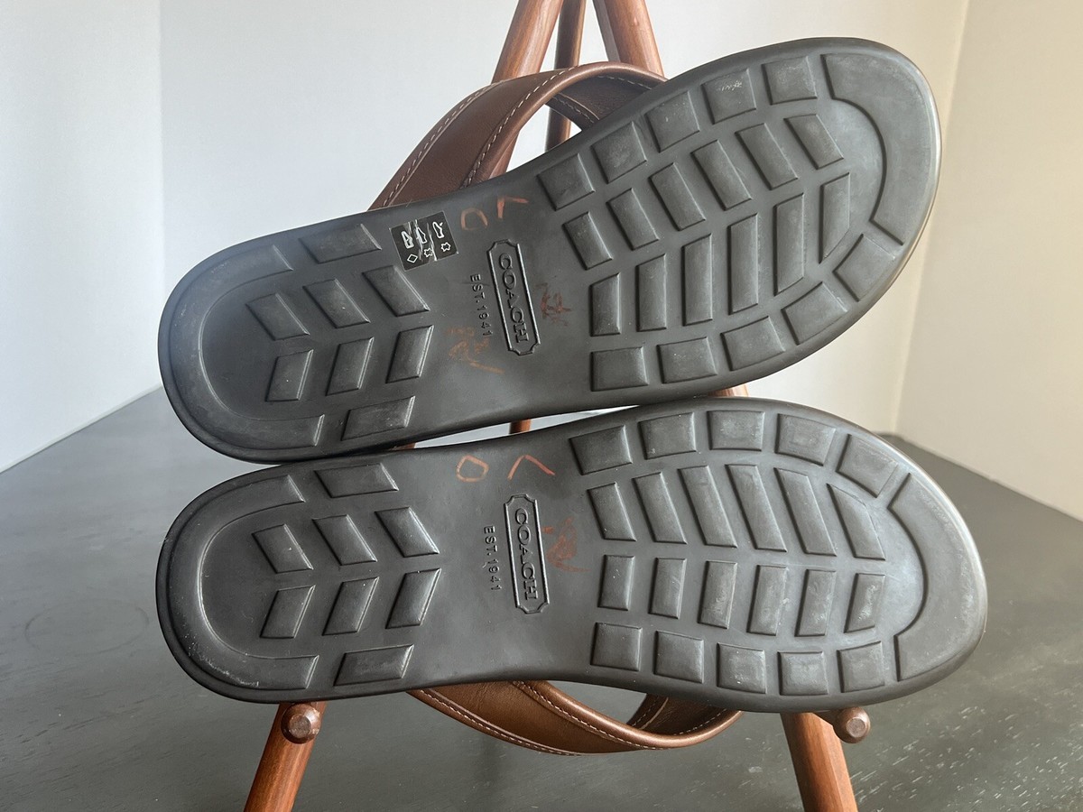 Coach Parker VTG Men’s Brown Leather Flip Flops. Sz 8M Coach Men main image 4