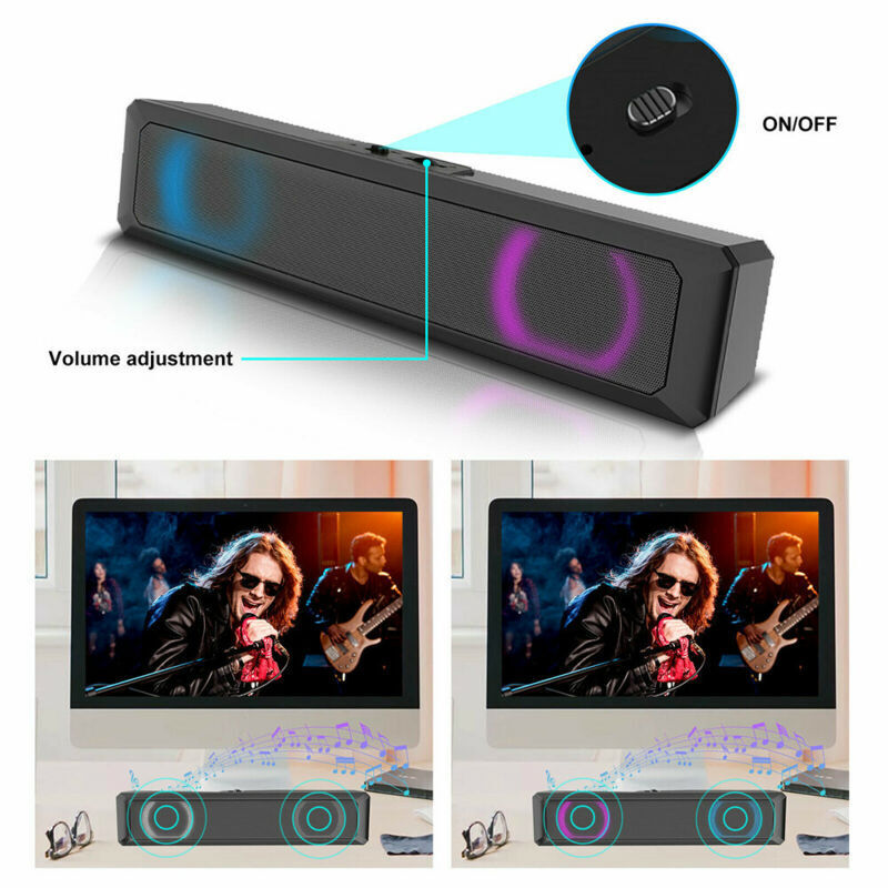 Voorafgaan Viva Verplaatsing TV Computer Speaker Soundbar Stereo Sound RGB Bluetooth Speakers for Mac  Laptop | eBay