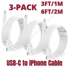 3 Pack PD Fast Charger Cord USB-C to iPhone Cable For Apple 14 13 12 11 Pro iPad