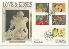 21/3/1995 UK GB FDC - Love & Kisses (Greetings) - The Kiss by Rodin - Gretna
