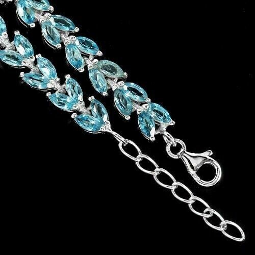 Silver Bracelet Topaz Genuine Natural Gems Solid Sterling 7 1/4 to 8 1/4 Inch - Picture 19 of 24
