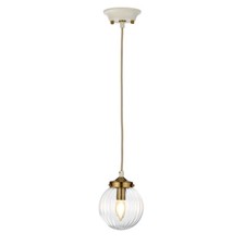 Image of 1 Bulb Ceiling Pendant Cream Painted Aged Brass Finish Plated LED E14 60W