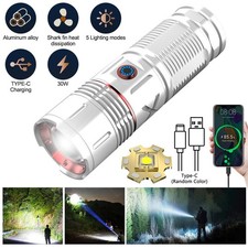 Super Bright White Laser LED Flashlight TYPE-C Charging Torch Zoomable Light US