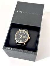 Women's Marc by Marc Jacobs MBM8651 Gold Watch Black Leather Day Date 38MM