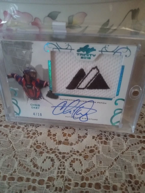 Los Angeles Dodgers Catcher Chris Okey 2016 Majestic Patch Auto Rare /10