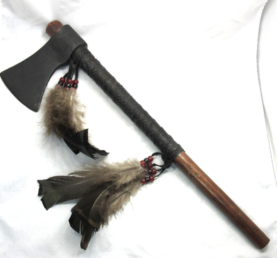 #ad Native American Throwing Hawk Black Faux Snakeskin Battle Axe COA #33 $39.99