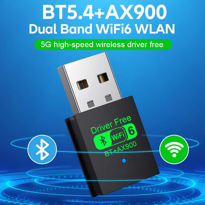 AX900 USB 2in1 WiFi 6 Bluetooth 5.3 Adapter Dongle 2,4G & 5GHz Dual Band WLAN