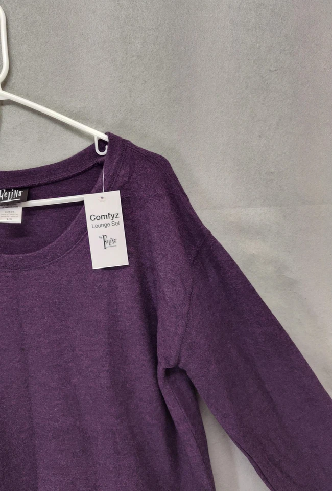 Pullover Felina Comfyz Lounge para mujer grande púrpura manga larga calce relajado Foto 3 de 4