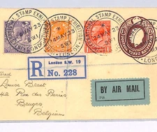 GB INTERNATIONAL STAMP EXHIBITION 1923 Air Mail Cover Belgium Bruges XG63