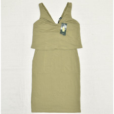 NEW Lauren Ralph Lauren Women's Sheath Dress V Neck Polyester Green Size PXS