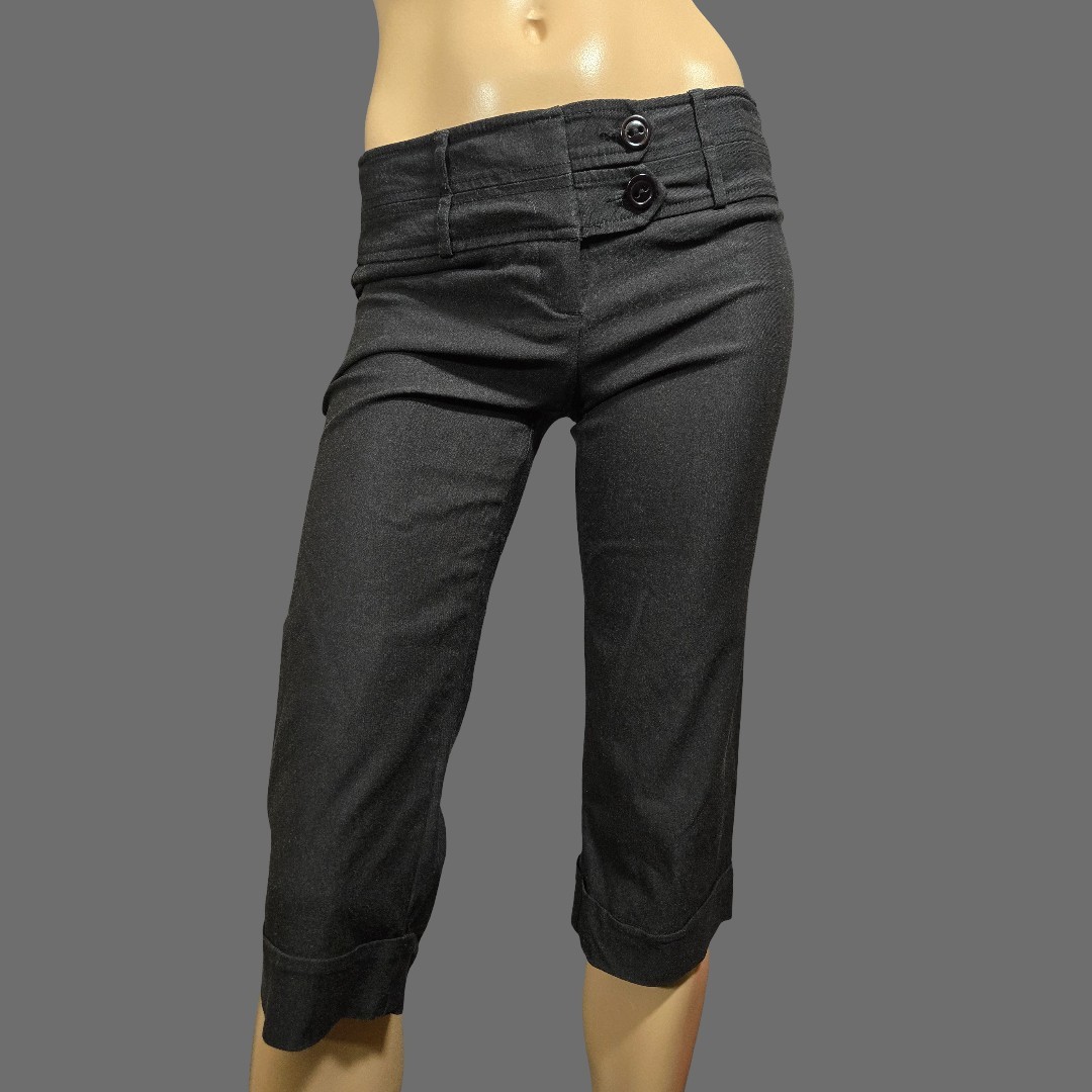 Y2K Black Capri Low Rise Dress Pants Size 3 Office Siren Stretch