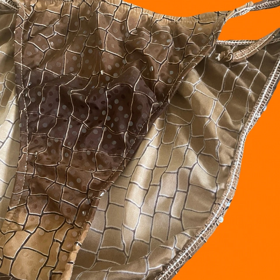 Pantalones de bikini vintage años 90 iridiscentes corte alto pierna alta cuerda GRANDES NUEVOS CON ETIQUETAS Foto 2 de 4