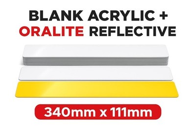 100x leere kurze Nummernschilder 13'' 340x111 mm Acryl Nikkalit Handel