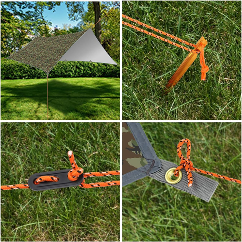 Tenda Parasole Da Campeggio, 3M X 4M Parasole Da Campeggio in Nylon Ripstop Anti - Foto 3 di 12