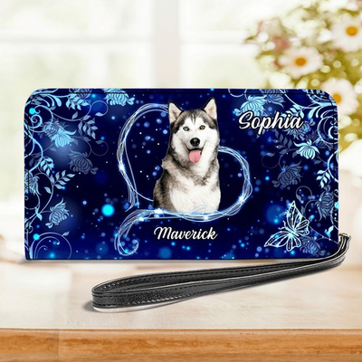 #ad Personalized Siberian Husky Dog Zipper Long Wallet Purse Clutch Dog Lovers Gift $31.99