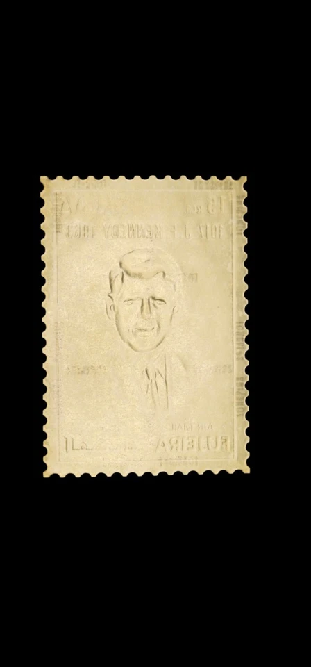 🇦🇪 Fujeira 1963 John F. Kennedy 15 riales sello de lámina de plata - recuerdos de JFK Foto 3 de 3