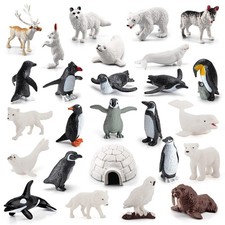 26Pcs Arctic Animal Figures - Polar Animal Toys Figurines with Penguins Arctic F
