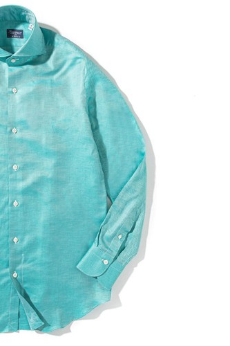 Finamore Napoli Astral Cotton Twill Shirt In Green - Picture 3 of 4