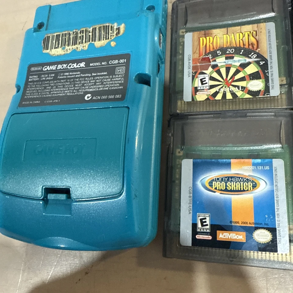 Consola Nintendo Game Boy Color OEM Azul Teal (CGB-001) Auténtica y 4 Juegos Foto 4 de 4