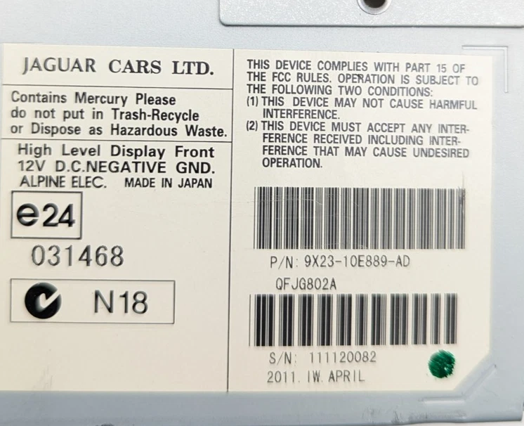 2011 Jaguar XF Dash Navigation Information Display Screen 9X23-10E889-AB OEM - Image 2 of 4