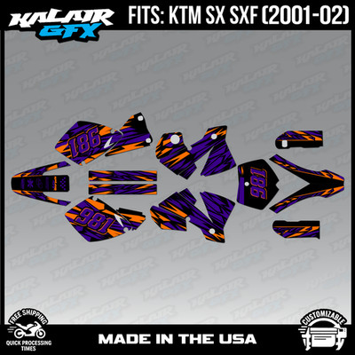 Graphics Kit for KTM SX SXF 125 250 380 520 525 (2001-2002) Twitch - Purple