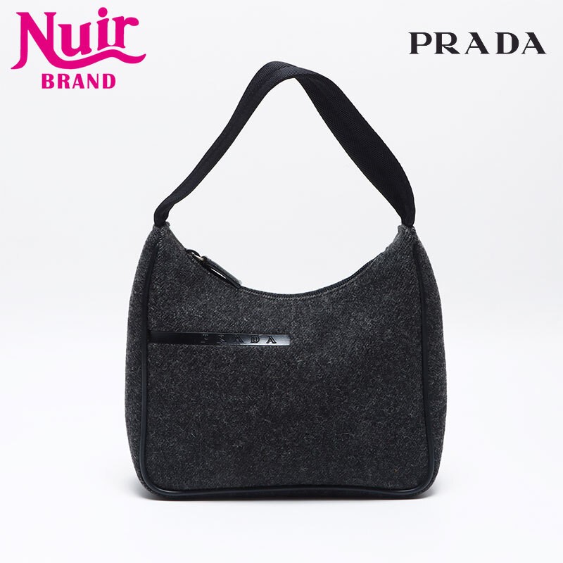 Prada Grey Wool Hobo Sports Handbag