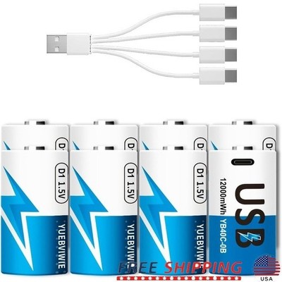Rechargeable D Type Lithium Battery 12000mWh USB-C Charging Eco-Friendly