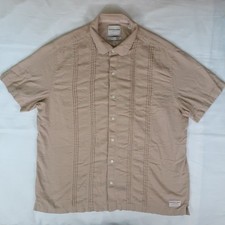 Scotch Soda Shirt Mens XL Brown Linen Blend Button Up Short Sleeve Preppy Logo