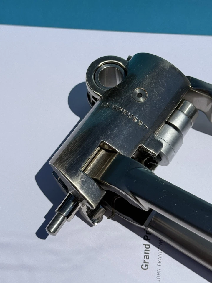 Le Creuset Advanced Lever Corkscrew Set Boxed Antique Chrome Wine EUC - Image 2 of 4