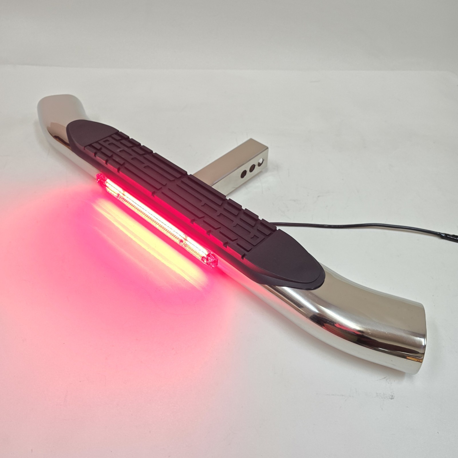 Chrome Tow Hitch Step Bar Guard Fit 2" Receiver 36" Curved Brake Spot Lights LED