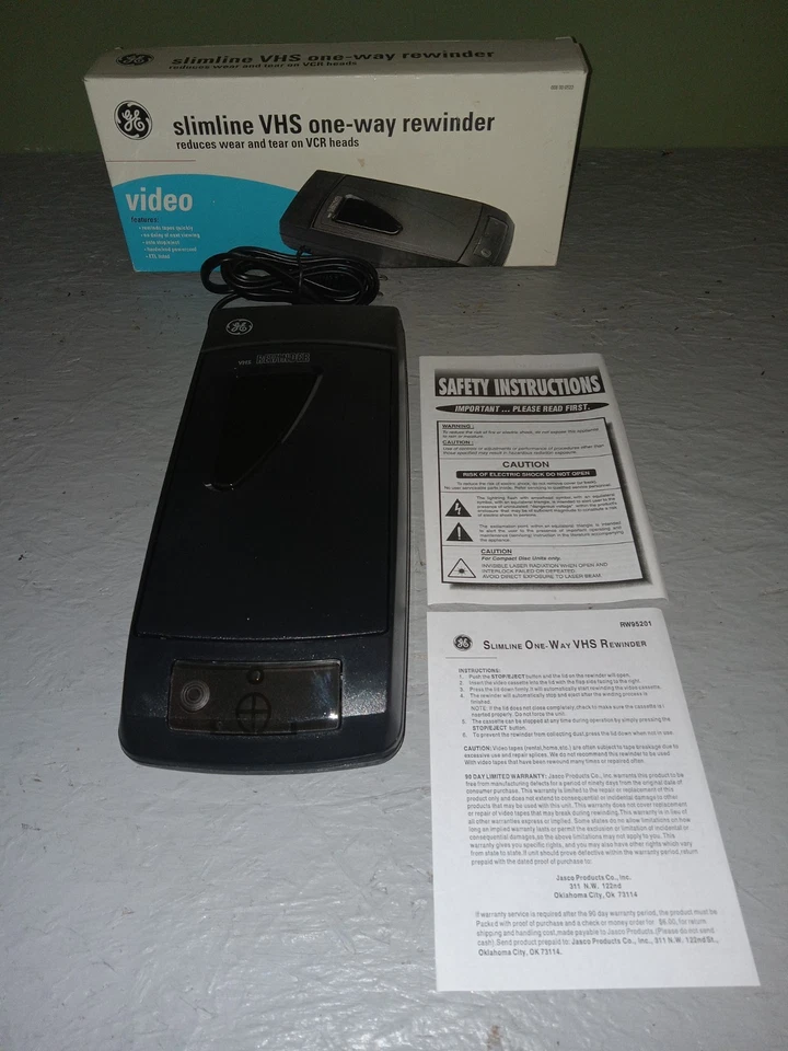 Rebobinadora unidireccional GE Slimline VHS de colección nueva en caja Foto 2 de 3