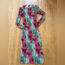 PrettyLittleThing floral pleated maxi dress with shoulder pads