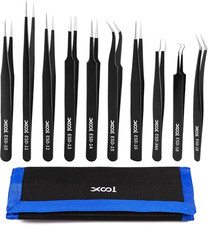 10 Pcs ESD Precision Tweezers Set Stainless Steel Anti-Static for Electronics