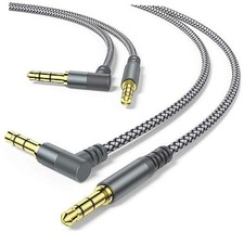 2 Pack Aux Cable, 3.3ft TRS Auxiliary Cables 90 Degree Right 3.3 Feet Grey