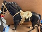 Vintage Marx Gabriel Black Articulated Horse "SMOKE"  with Saddle - Broken Foot