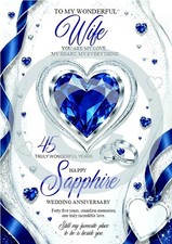 NEW To My Wonderful Wife on our Sapphire Wedding Anniversary  45 Years A5 Card