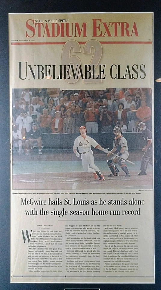 MLB Mark McGwire 1987 Rookies Card & 1998 St. Louis Stadium Extra 62 Home Run - Image 3 of 4