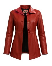 Rico Piel Red Ladies Empire Pea Coat