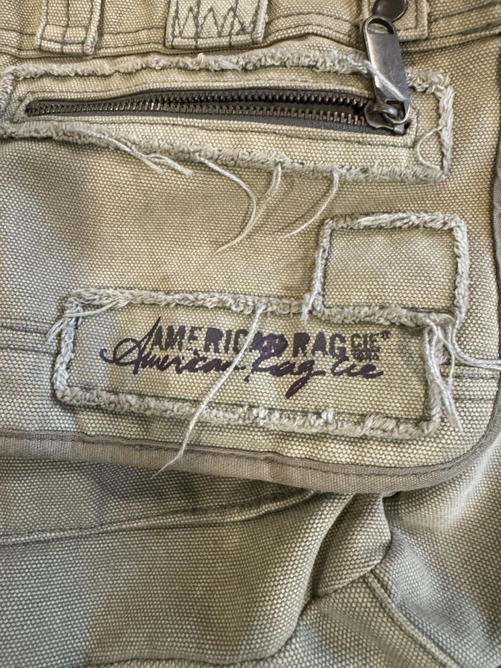 Bandolera American Rag Beige Lona Marrón Borde Cremallera Noticias postales Bolso de Algodón Retro Foto 2 de 4