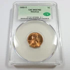 1955 S CAC MS67 RD RED - Lincoln Wheat Penny Cent 1c US Coin #56750A