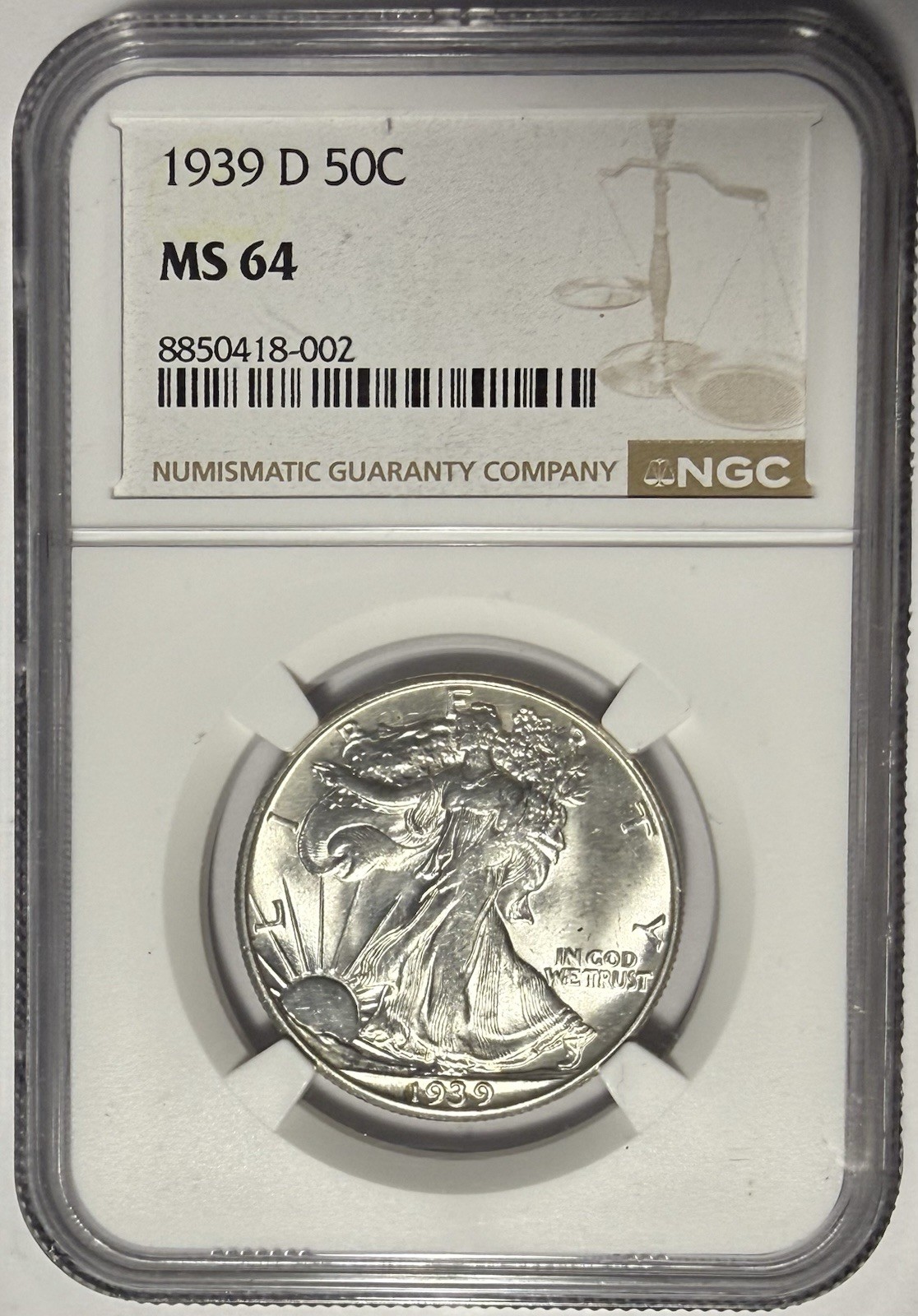1939 D Walking Liberty Half Dollar 50c NGC MS64 ‼️TONS OF LUSTER‼️