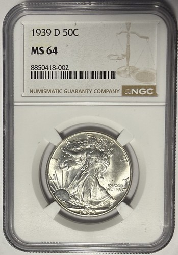 1939 D Walking Liberty Half Dollar 50c NGC MS64 ‼️TONS OF LUSTER‼️