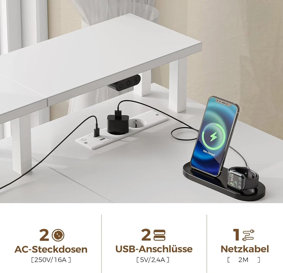 Rolanstar Schreibtisch L Form mit Schubladen, reversibler Gaming Tisch mit - Bild 4 von 4